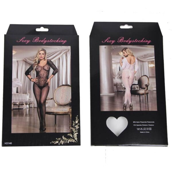 QUEEN LINGERIE - BODYSTOCKING WITH OPENING LONG SLEEVE S/L 3